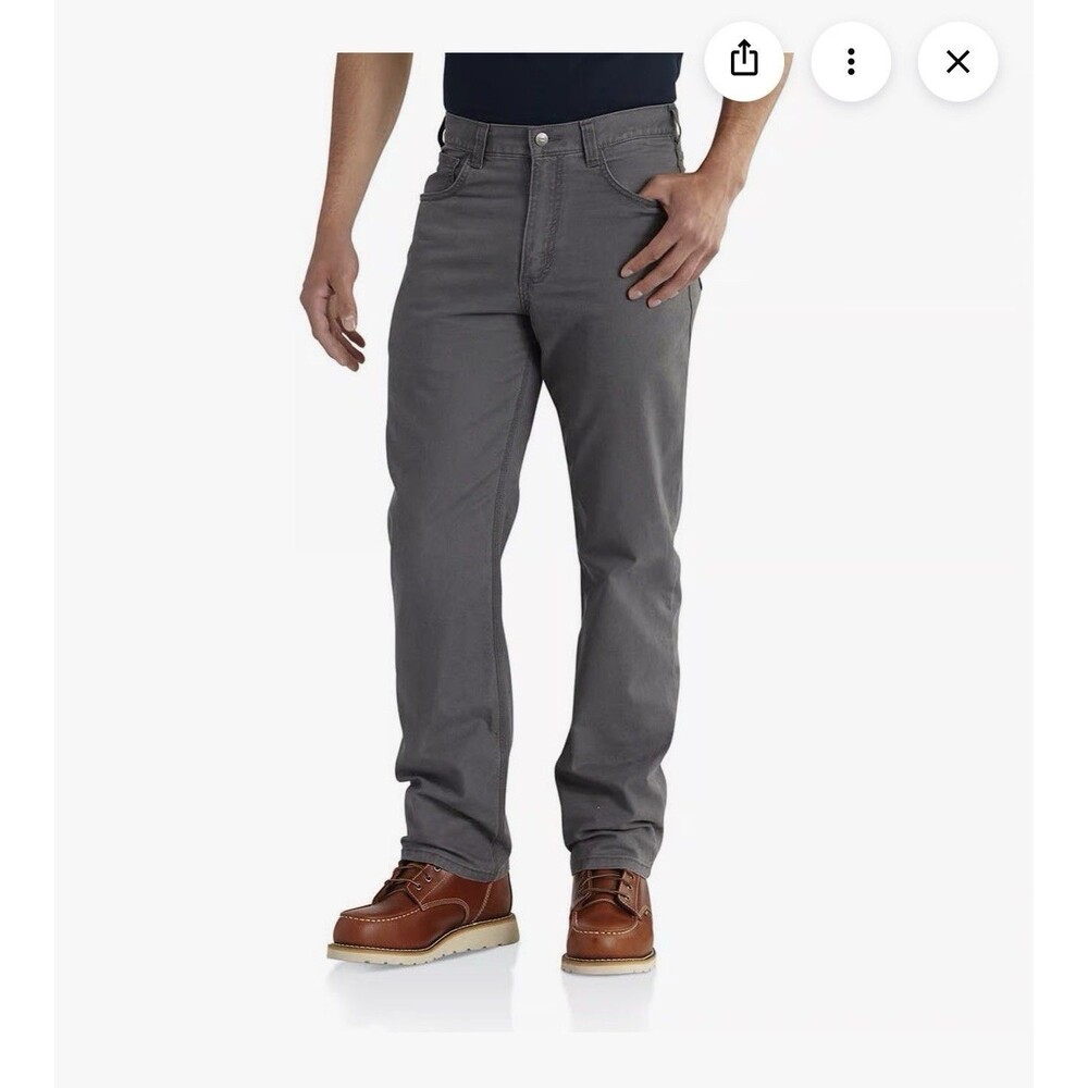 Carhartt Rugged Flex Relaxed Fit Canvas 5-Pocket Work Pant 32 X 30 Gray Jeans